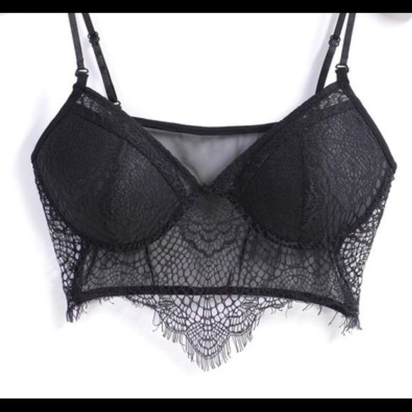 black eyelash lace bralette