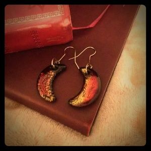 Glass moon earrings