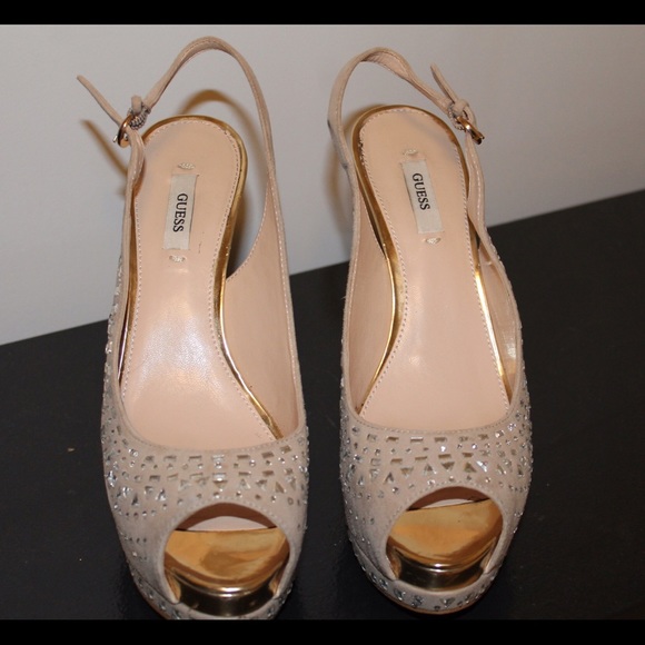 Guess Shoes - Guess sparkly nude heels