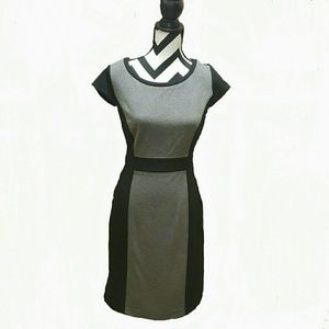 Lined Black and Heather Grey Panel Dress