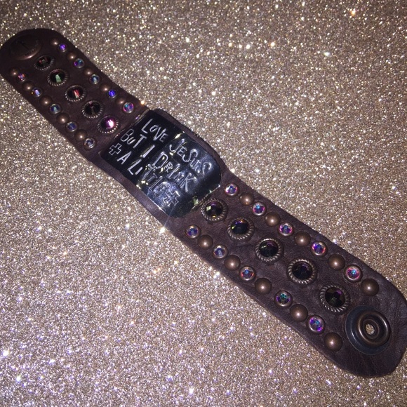 Real Leather Bling Cuff