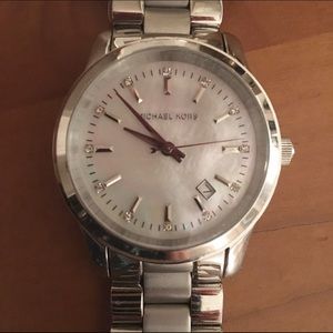 Michael Kors Silver Mother of Pearl Watch Womens