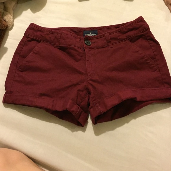 Burgundy AEO TWILL X MIDI SHORT