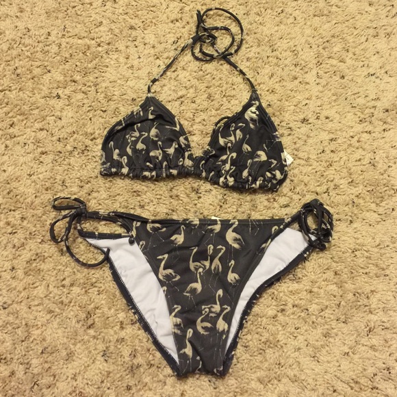 Gray Flamingo Bikini