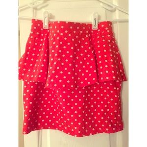 Polka dotted peplum skirt