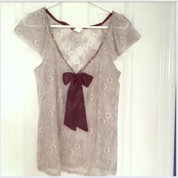 Wet Seal lace top with black satin bow