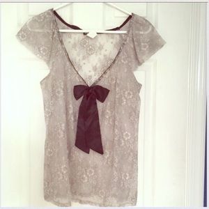 Wet Seal lace top with black satin bow