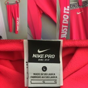 Pink nike pro leggings