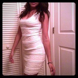 White lace body con dress