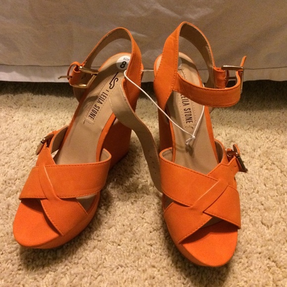 LEILA STONE orange wedge