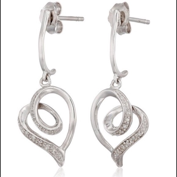 Sterling Silver Diamond Pendent + Earrings. - Picture 2 of 2