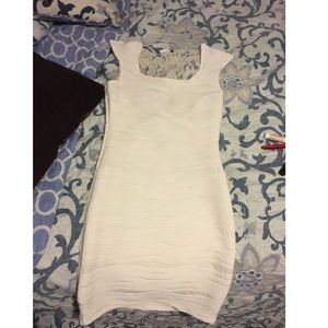 White form fitting ruching dress