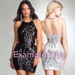 Bebe Core Textured Sequin Cut Out Dress Sz.XS