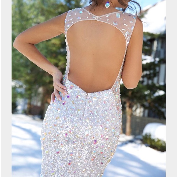 White and sheer Jovani prom dress - Picture 2 of 4