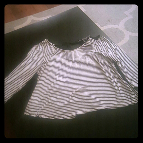 Black & White striped scoop neck blouse - Picture 1 of 2