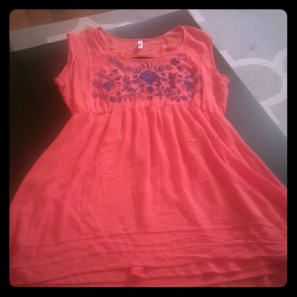 Coral high-low summer dress