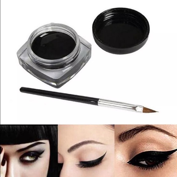2 black waterproof liquid eyeliner jars with brush - Picture 2 of 2