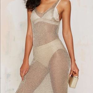 NASTYGAL glamorous fortunes metallic knit dress