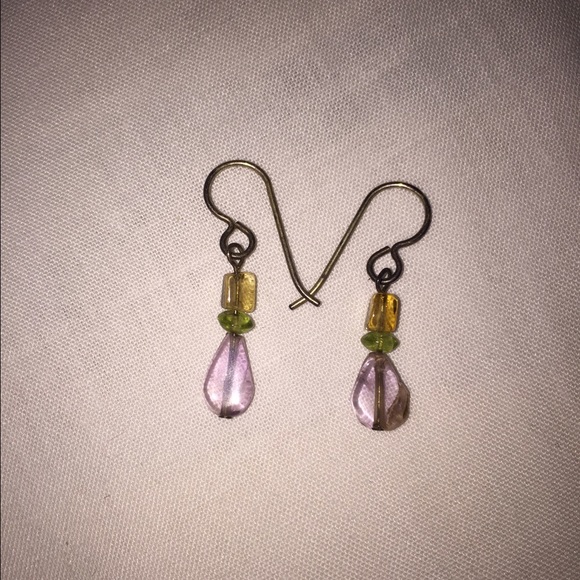 Amethyst and crystal shepherd hook earrings
