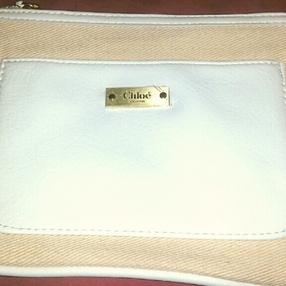 Cream and white Chloe clutch pocket bag
