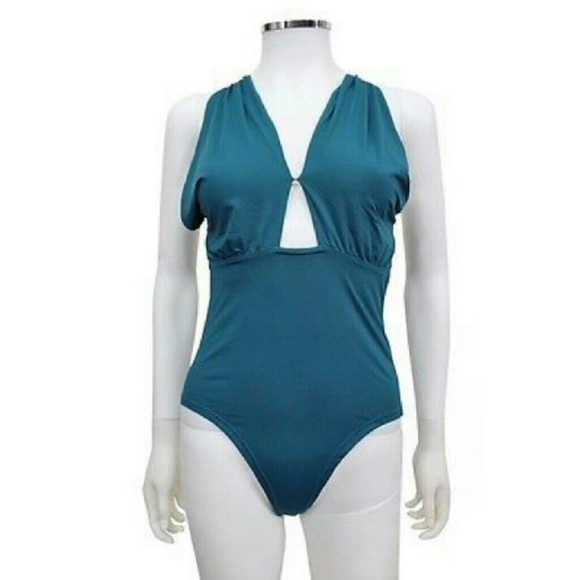 NWT Stylestalker teal faux leather bodysuit Sz S/ - Picture 1 of 3