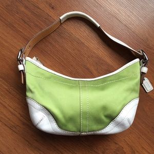 Authentic lime green & white coach baguette purse