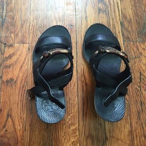 100% Authentic Black Leather with gold/black belle