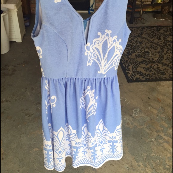 Light Blue & White A-line Dress