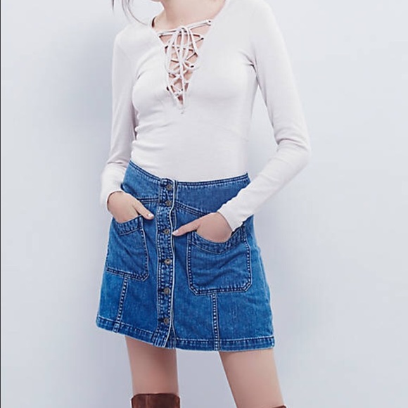 Free People Come As You Are Denim Skirt