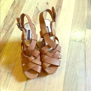 Shoemint 100% Leather Wedge Sandals