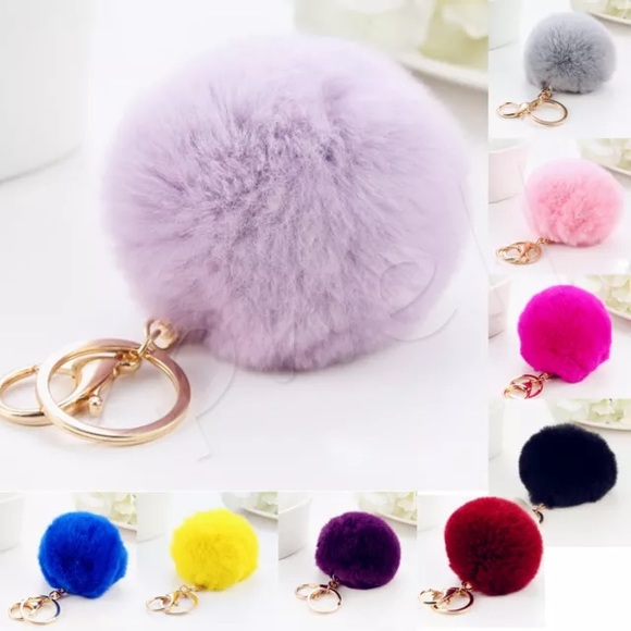 Real rabbit fur keychain. New