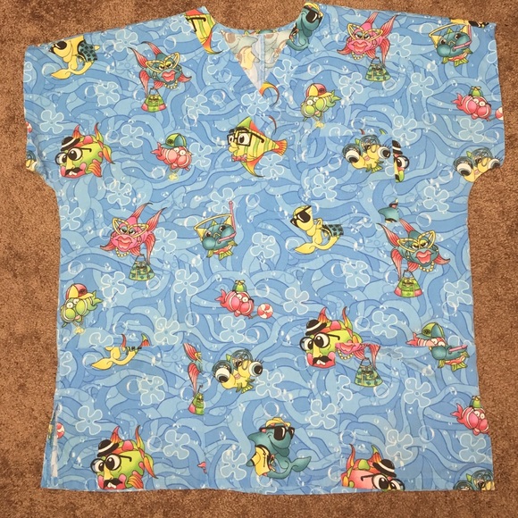 Cute Scrub Top ~ Fishy 's! 🐟🐠🐬🐳 ~ XL