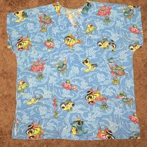 Cute Scrub Top ~ Fishy 's! 🐟🐠🐬🐳 ~ XL
