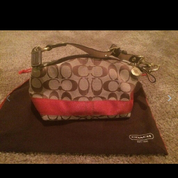 ON SALE Authentic Coach Tan and Red Hobo Purse
