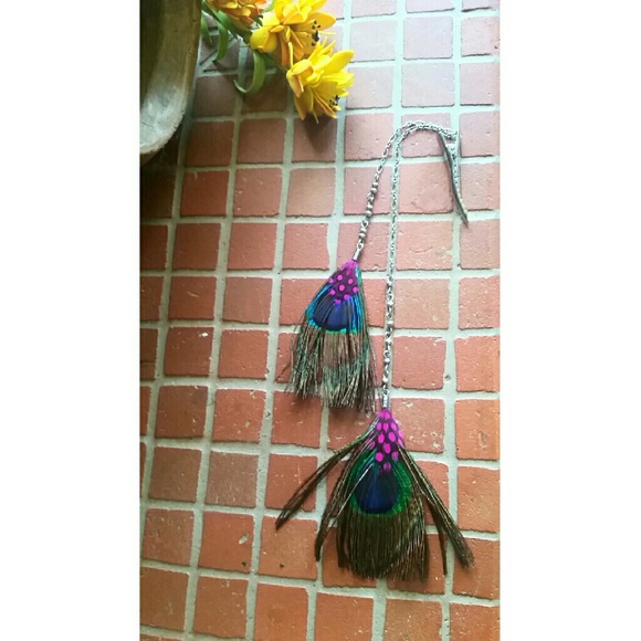 Peacock feather hair clip