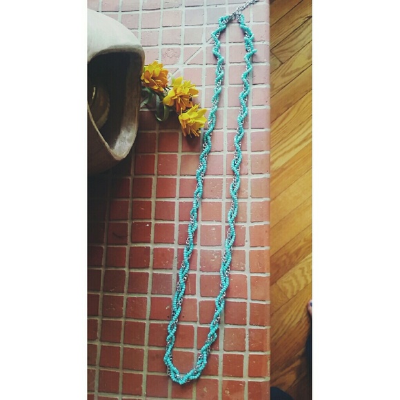Teal beaded necklace