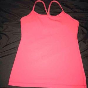 SOLD. Lululemon fluorescent pink power Y tank top.