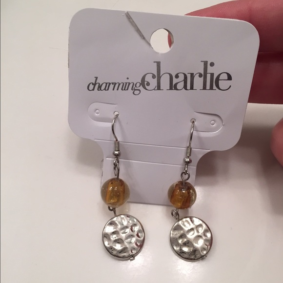 Charming Charlie Silver and Yellow Earrings