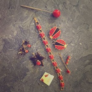 Vintage mix ladybug jewlery set