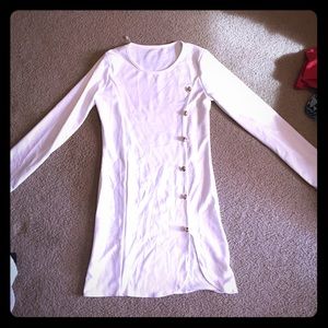 White long sleeve dress with gold buttons