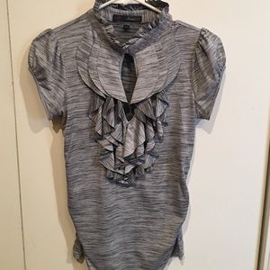 Gray women's sz small heart soul shirt with ruffle