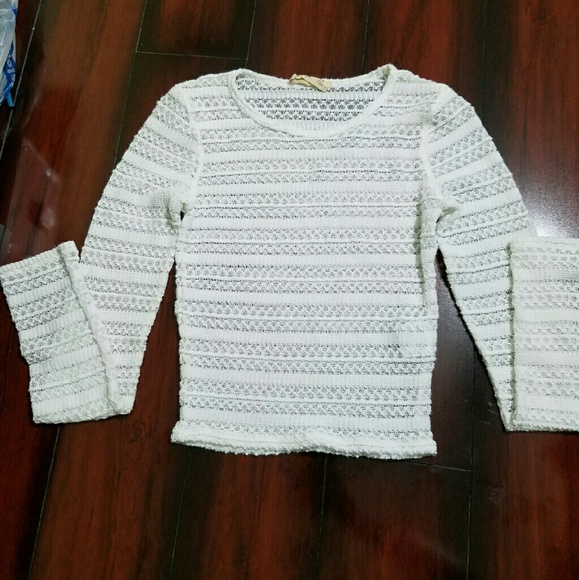 Hollister Sweaters - White crochet sweater hollister top size xsmall