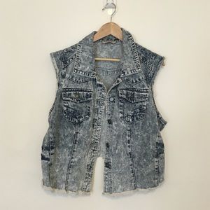 Acid Wash Jean Vest