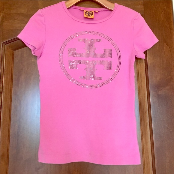 Tory Burch Pink Sequin Logo T Shirt