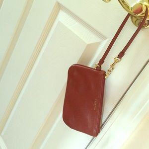 Cognac Coach wristlet