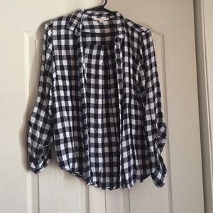 Black and White Plaid Button Down