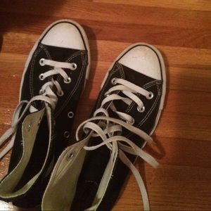 black and white high top converse