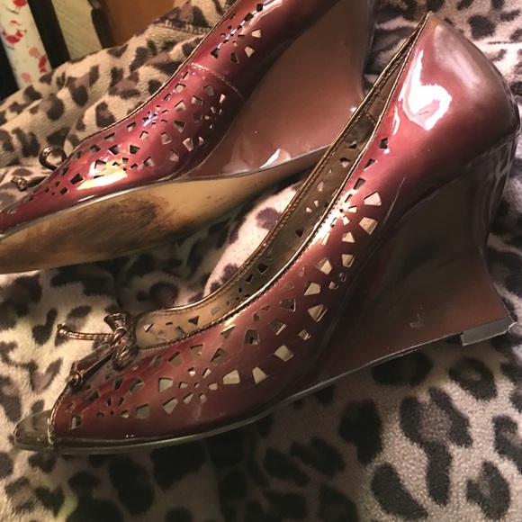 Anne Klein Shoes - Peep toes wedge  patent leather