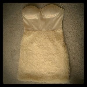 Strapless cream cocktail dress