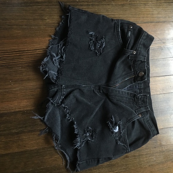Black high waisted denim cut offs